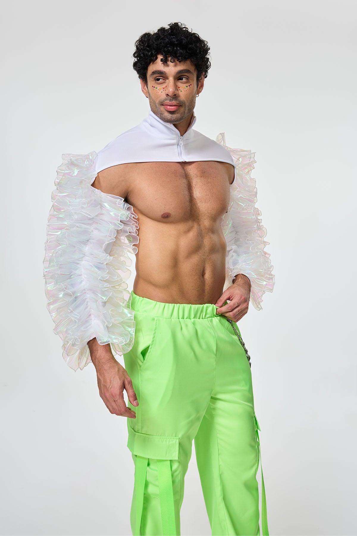 Veil Flow High Neck Tulle Crop Top