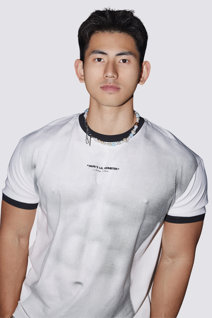 Veil Mark Muscle Print Top White