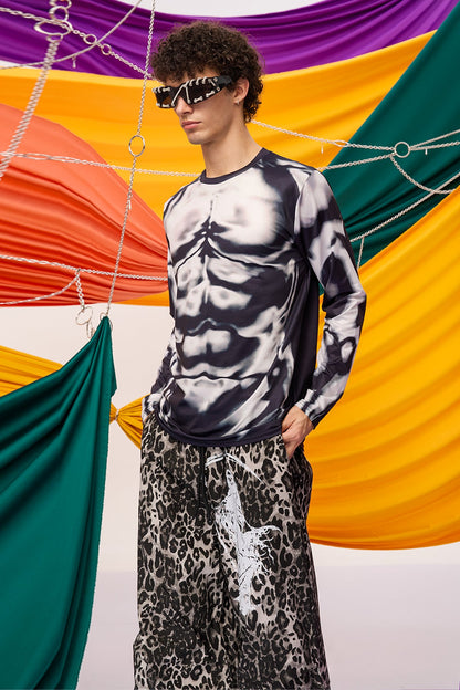 Veil Symbol Long Sleeve Muscle Print Top