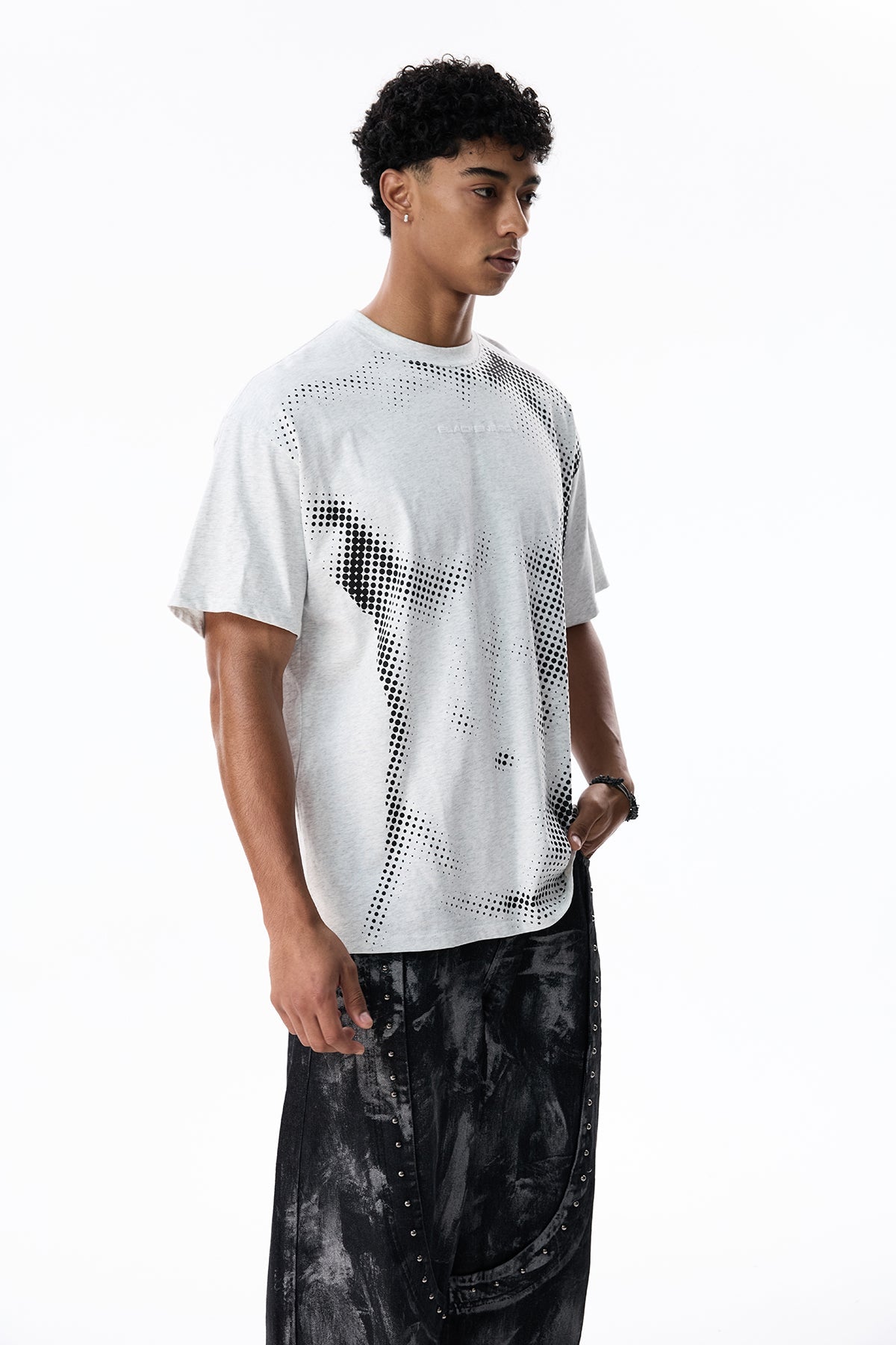 Veil Trace Print Top Grey