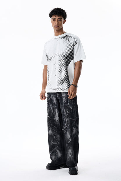Veil Trace Print Top Grey