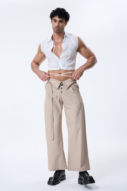 Vibe Pulse Lace Up Sleeveless Crop Shirt White