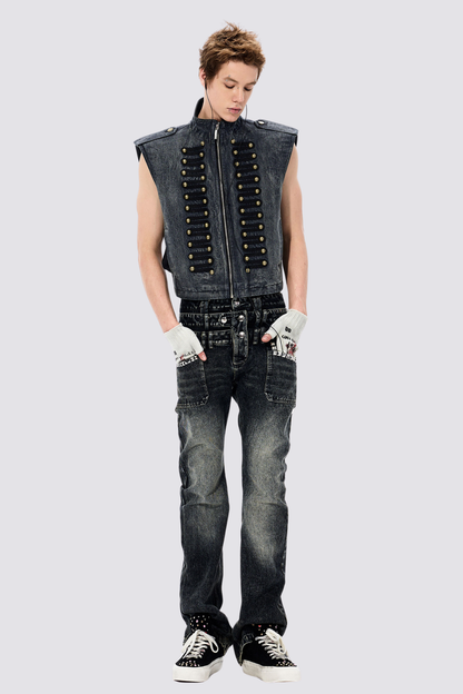 Vibe Wear Zipper Denim Vest