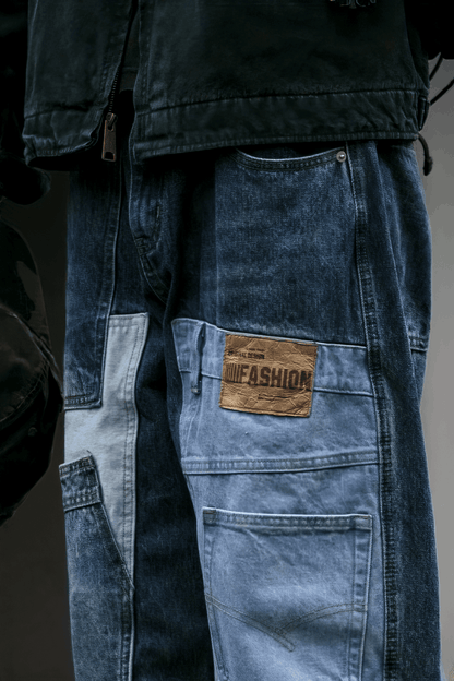 Vintage Washed 15oz Denim Cargo Pants – Loose Fit