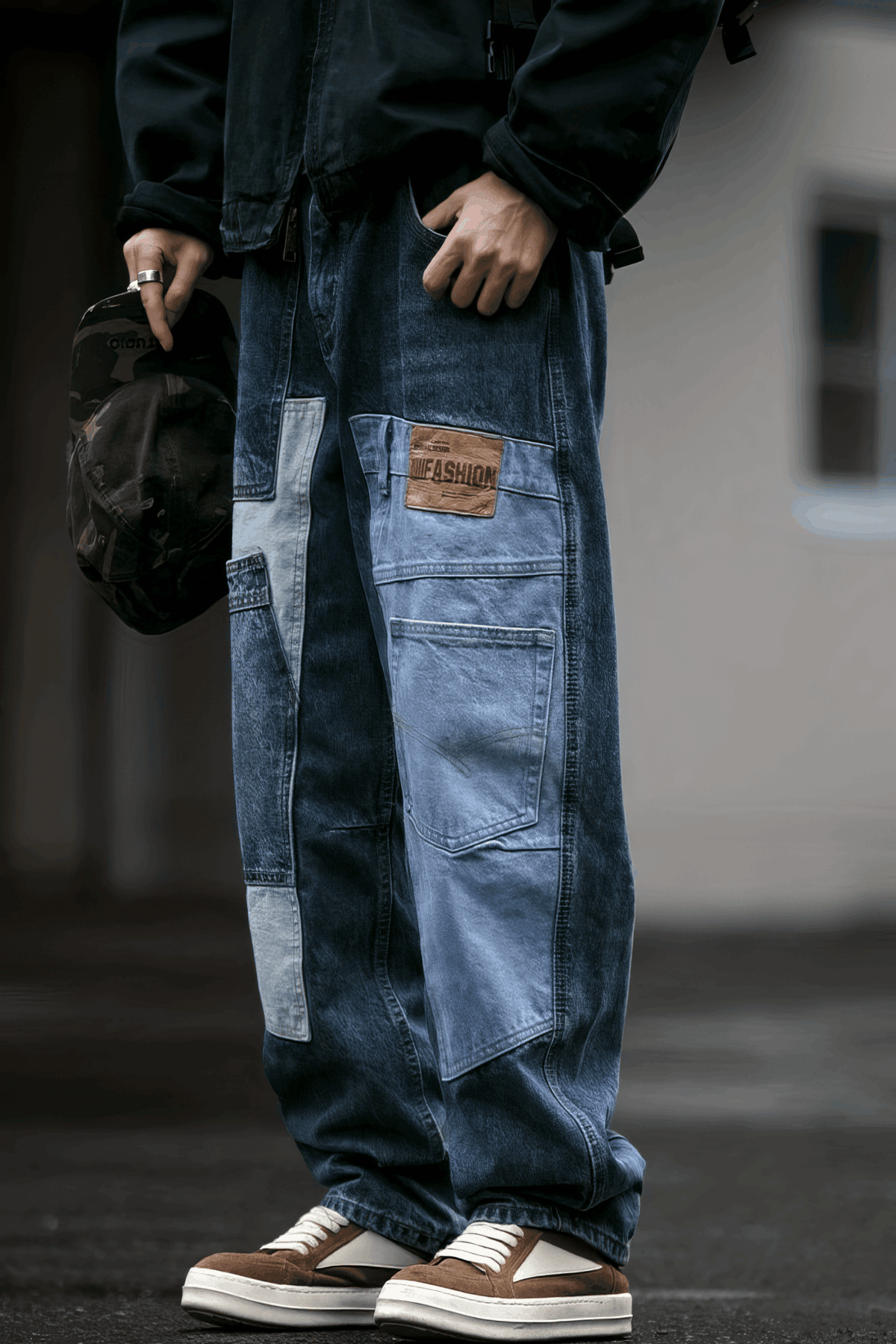 Vintage Washed 15oz Denim Cargo Pants – Loose Fit