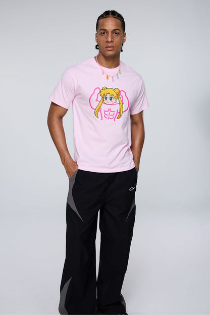 Vivid Spark Print T-Shirt Pink