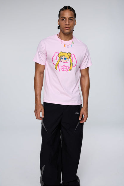 Vivid Spark Print T-Shirt Pink