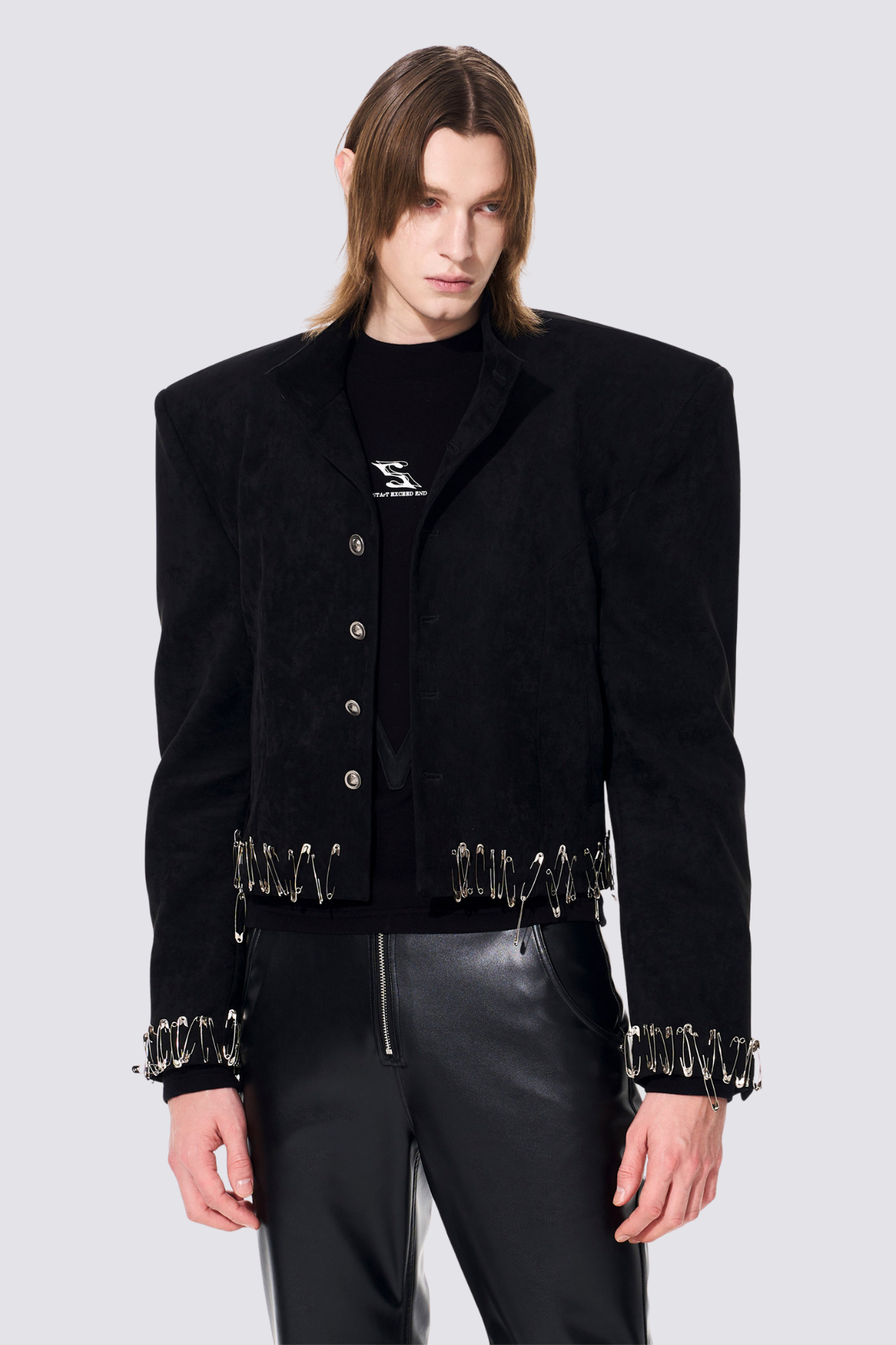 Void Surface Suede Crop Jacket Black