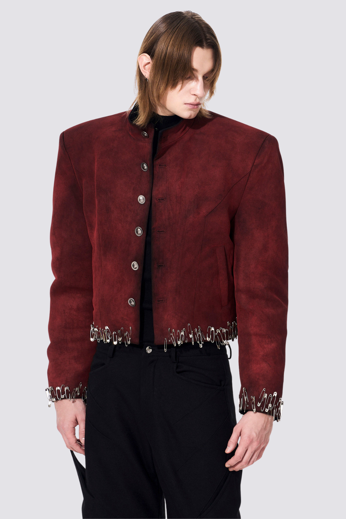 Void Surface Suede Crop Jacket Red