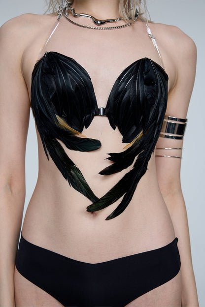 Vortex Crash Feather Halterneck Top