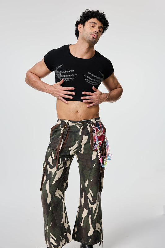 Waist Interval Rhinestone Crop Top