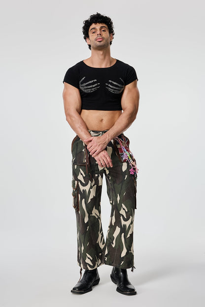 Waist Interval Rhinestone Crop Top