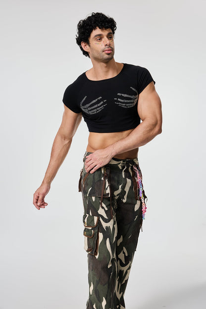 Waist Interval Rhinestone Crop Top