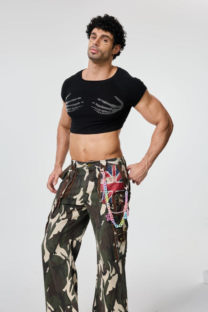 Waist Interval Rhinestone Crop Top