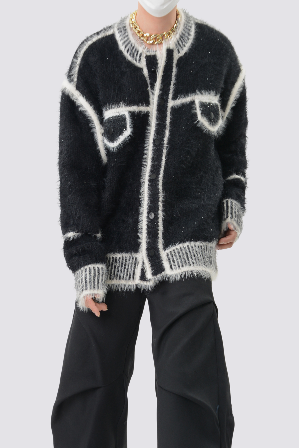 Warm Stitch Knit Long Sleeve Top Black