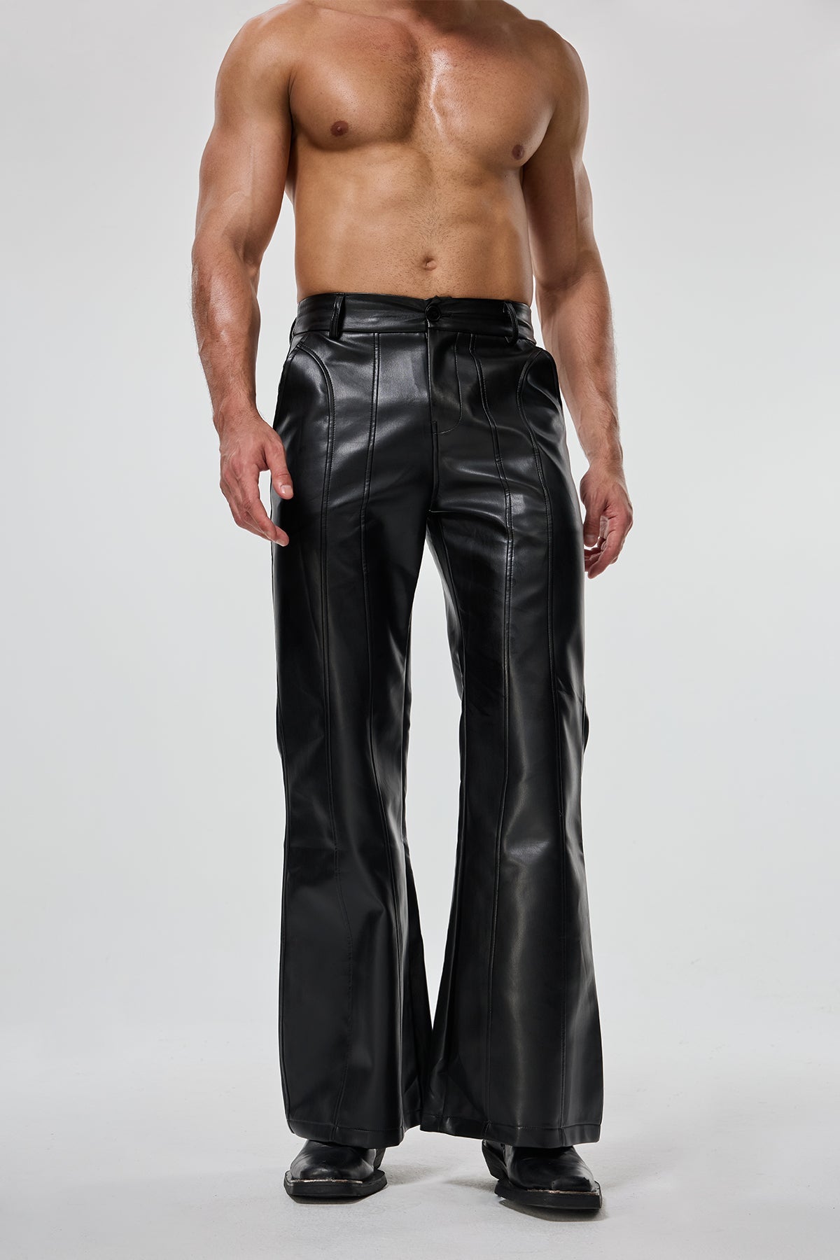 Wave Pulse Leather Bootcut Pants