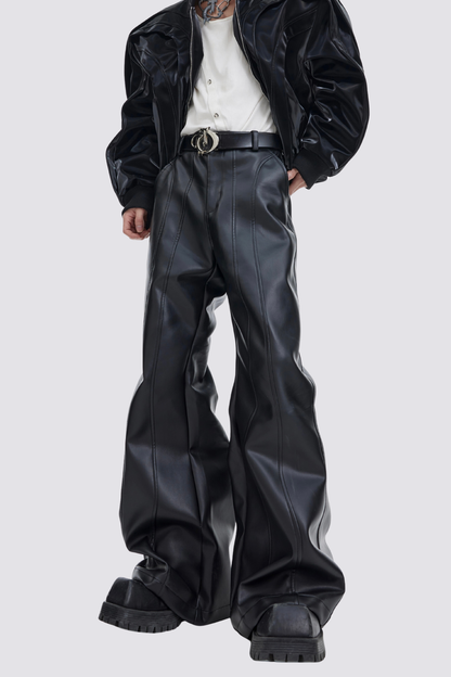 Wave Pulse Leather Bootcut Pants