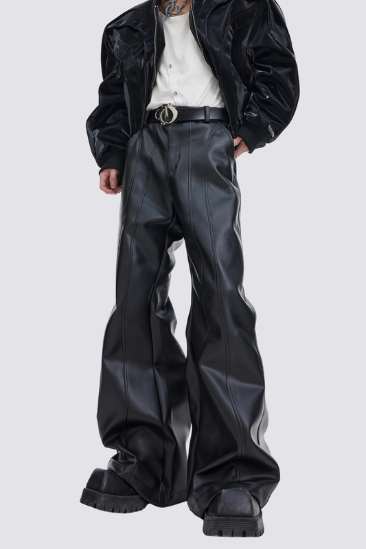 Wave Pulse Leather Bootcut Pants