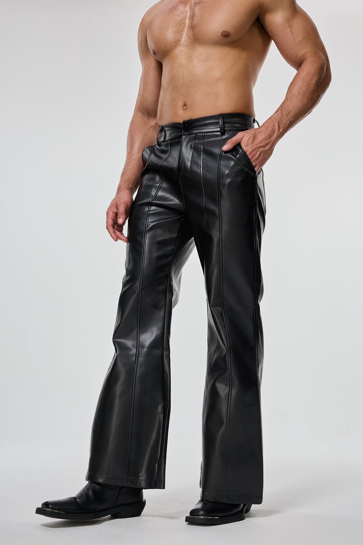 Wave Pulse Leather Bootcut Pants