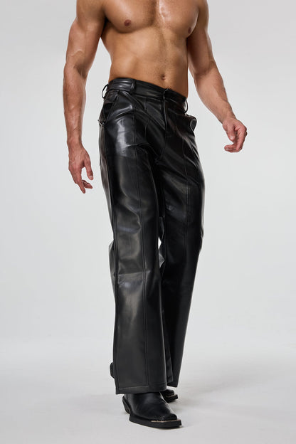 Wave Pulse Leather Bootcut Pants