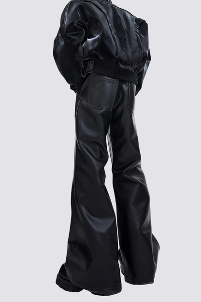 Wave Pulse Leather Bootcut Pants