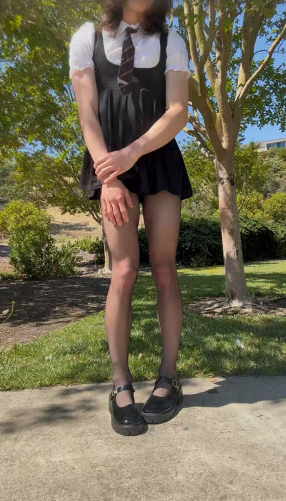 Femboy Puff Sleeve Blouse & Pleated Skirt 2-in-1 Set