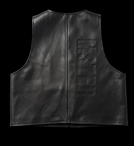 Black Cropped Leather Bartender's (Barman's) Vest