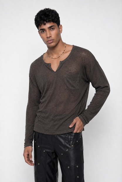 Whisper Veil Long Sleeve Mesh Top
