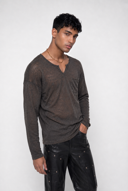 Whisper Veil Long Sleeve Mesh Top