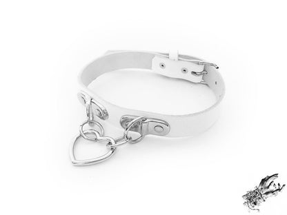 White Bound Heart Ring Choker