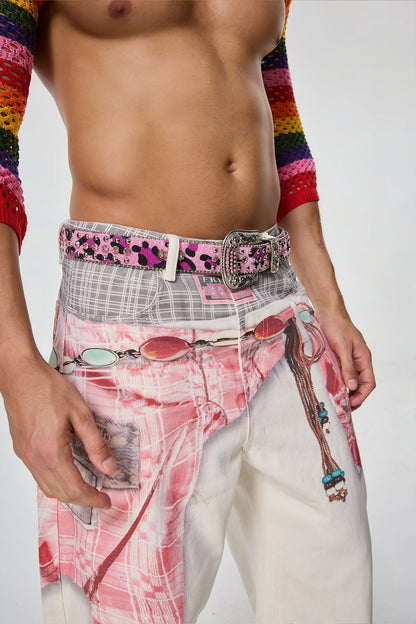 Wild Outline Leopard Rhinestone Belt