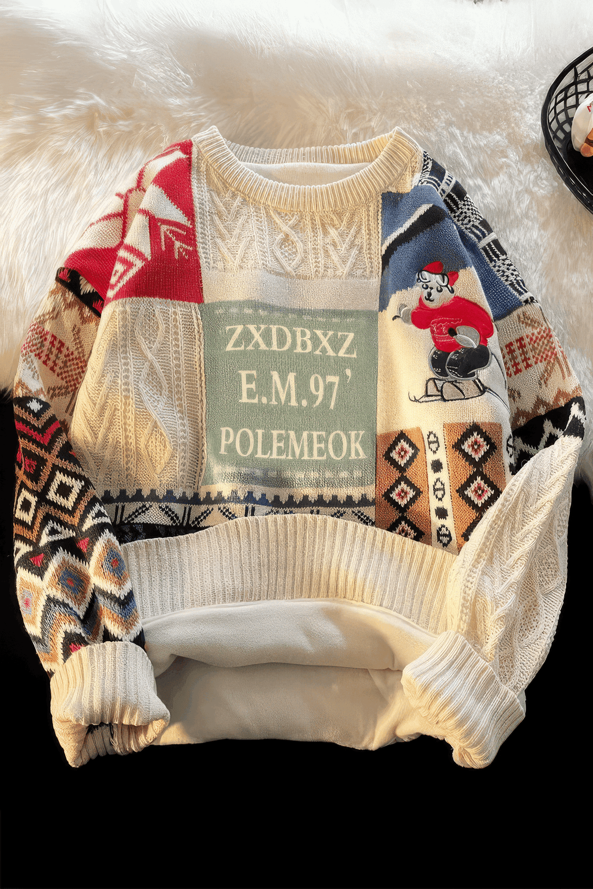 Winter Men’s Heavy Knit Sweater – Fleece Lined, Loose Fit