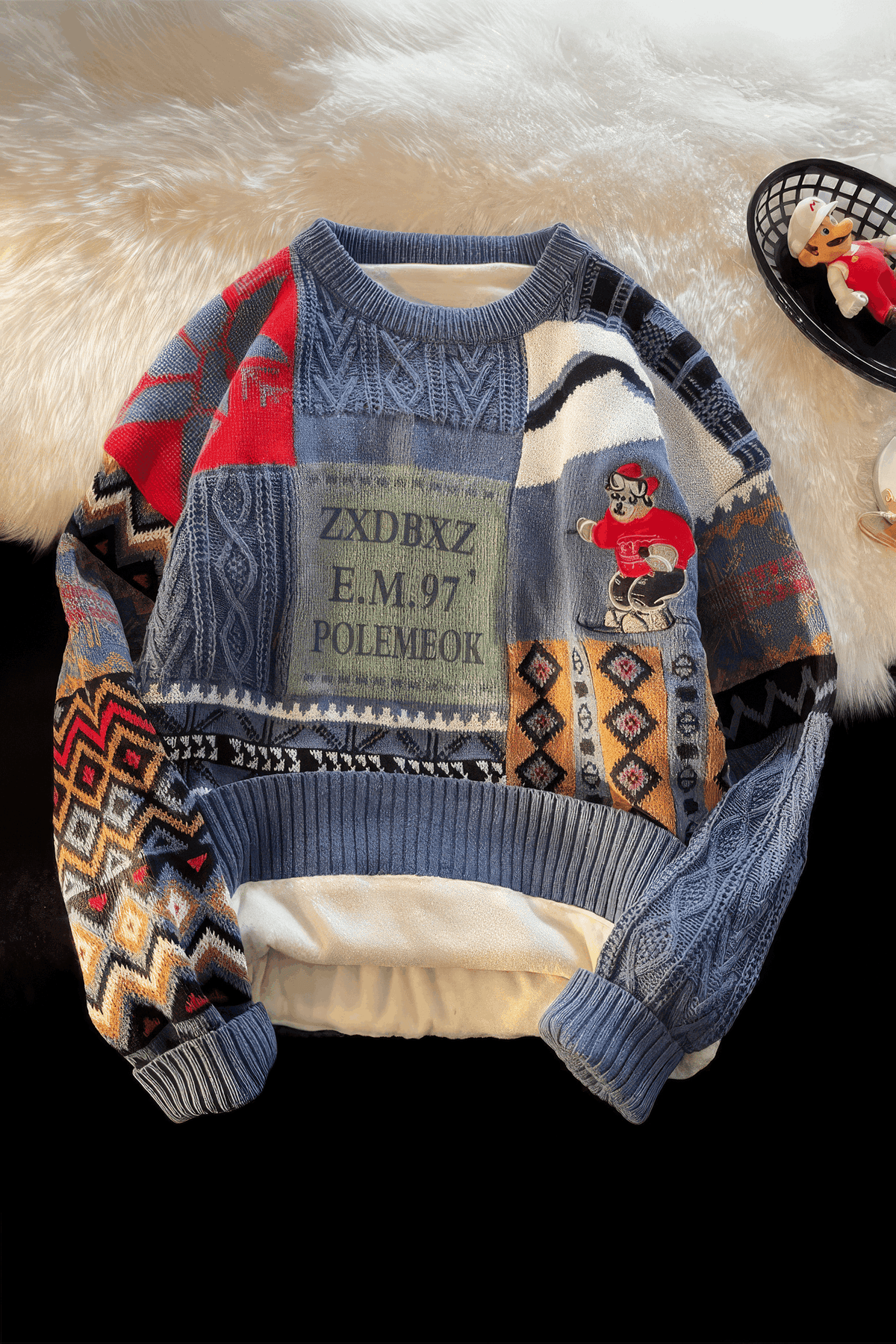 Winter Men’s Heavy Knit Sweater – Fleece Lined, Loose Fit