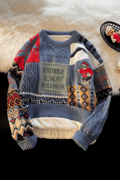 Winter Men’s Heavy Knit Sweater – Fleece Lined, Loose Fit