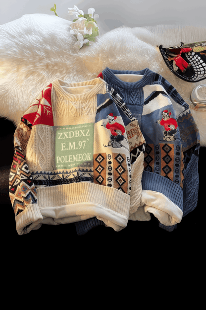 Winter Men’s Heavy Knit Sweater – Fleece Lined, Loose Fit