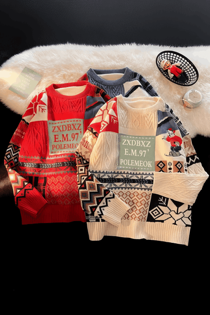 Winter Men’s Heavy Knit Sweater – Fleece Lined, Loose Fit