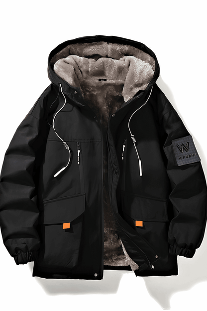 Winter Work Jacket for Men – Hooded, Warm, Fleece Lined