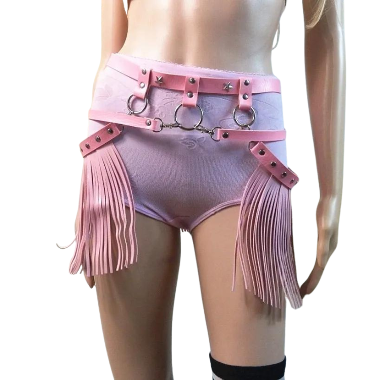 Women's Gothic Punk Pentagram Garter Set with Tassel Bra Harness