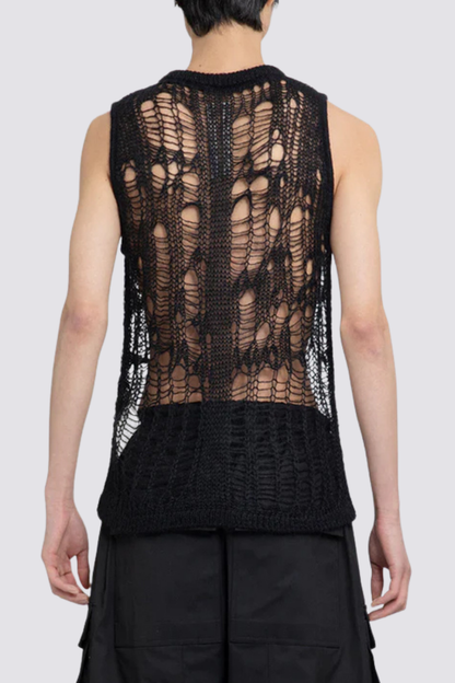 Wool Flow Knit Cutout Sleeveless Top