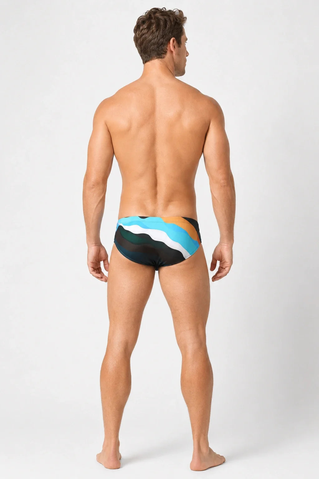 Men's Quick-Dry Printed Swim Briefs with Drawstring