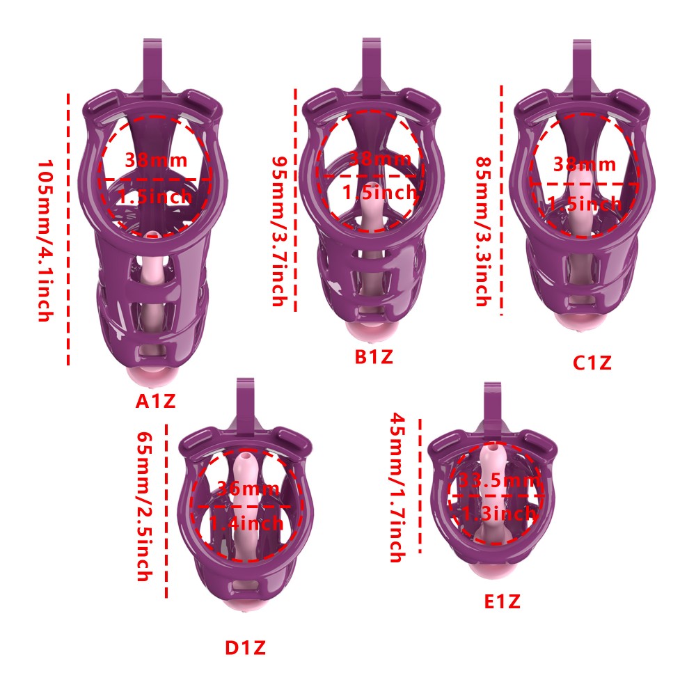 3D Printed Male Chastity Cage with Lock & 5 Rings – Resin Virginity Device with Strap for Men