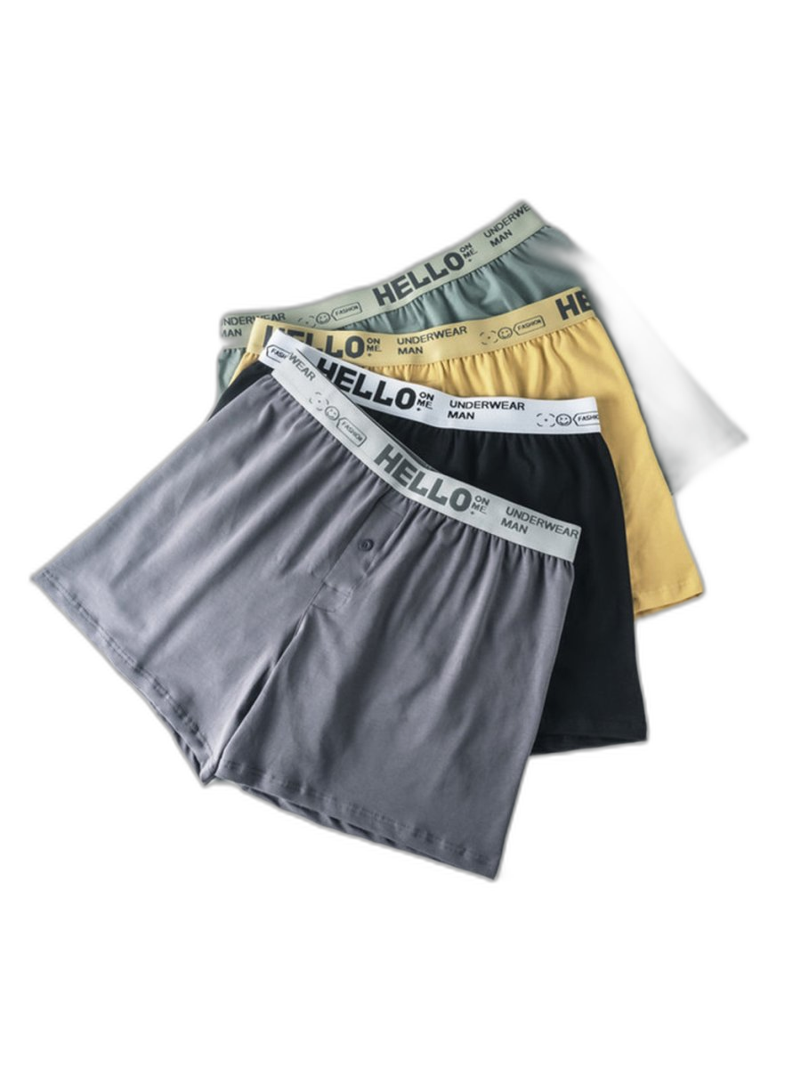 2 Pack Men’s Woven Cotton Boxer Shorts With Button Fly