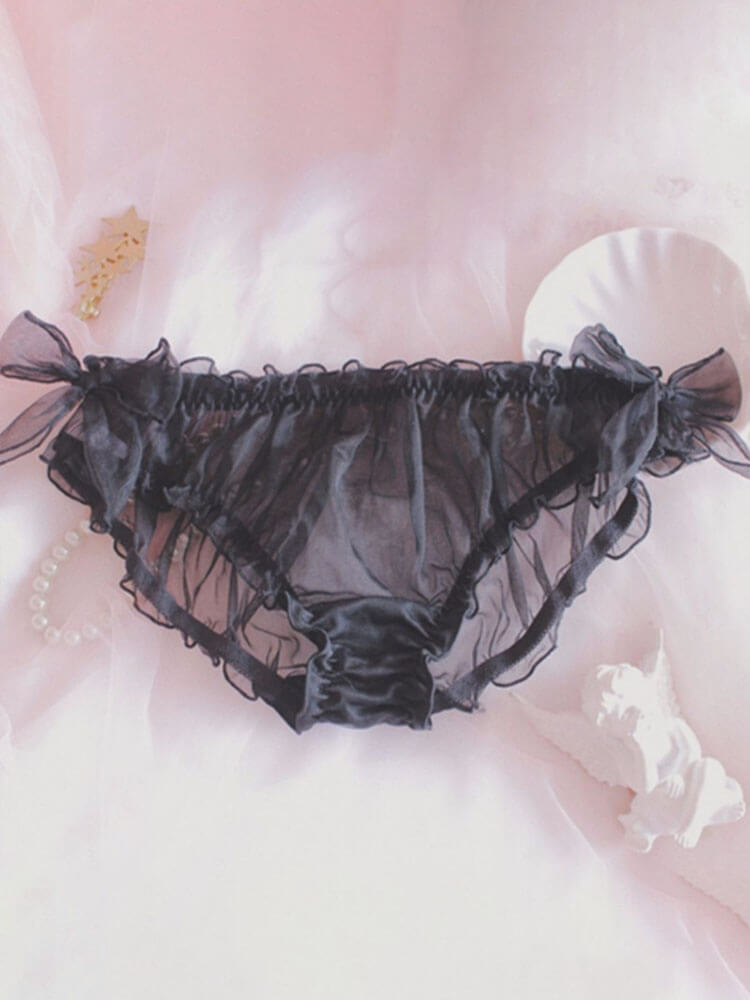 Men's Chiffon Bowknot See-Through Briefs