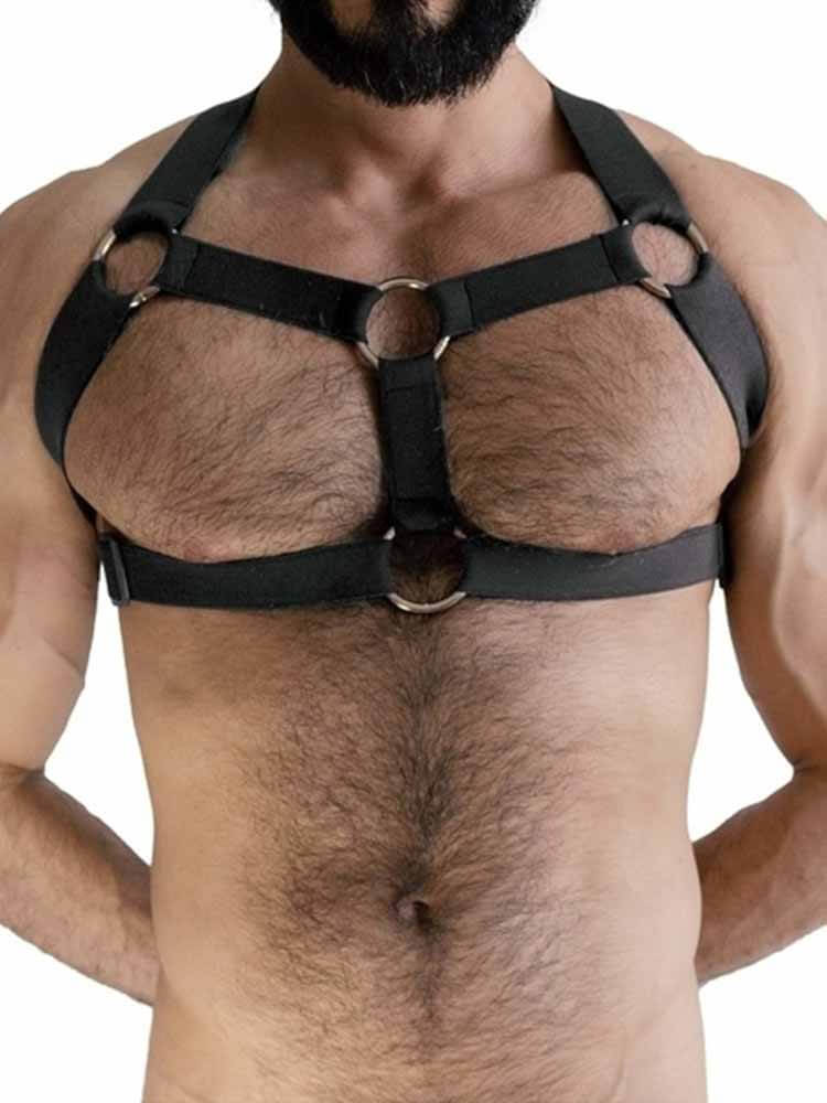 Men's Solid Color Chest Strap Thong Two-Piece Set