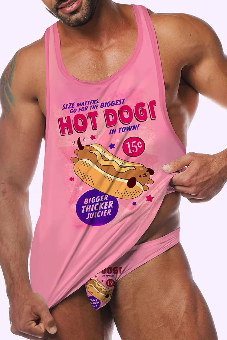 Men's Hot Dog Graphic Letter Print Tank Top