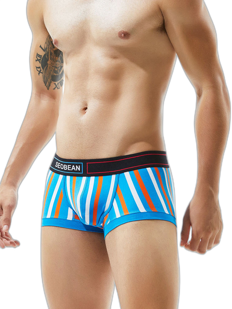 2 Pack Men's Colorful Striped U Convex Pouch Trunks