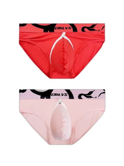 2 Pack Men's Detachable Pouch Open-Crotch Breathable Modal Soft Briefs