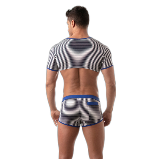 TOF Paris Sailor Stripe Crop Top Blue