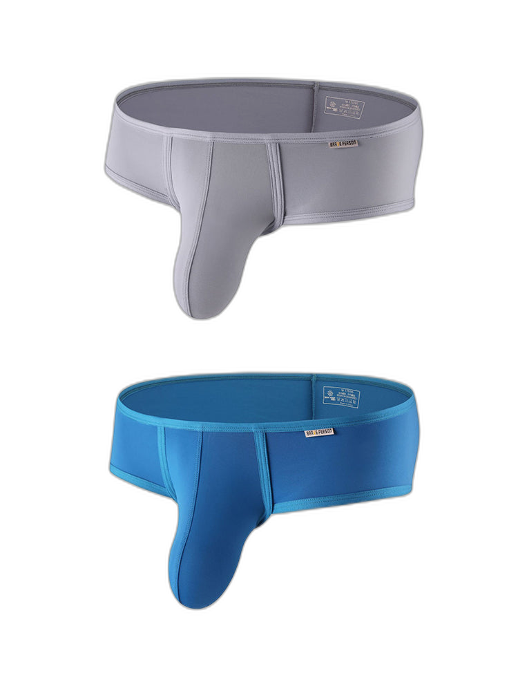 2 Pack Men's 3D Pouch Low-Rise Slim-Fit Trunks