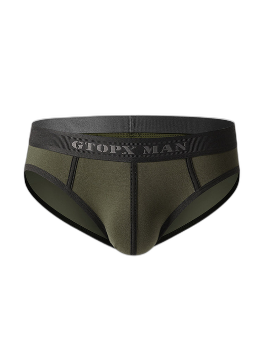 Men’s Spliced Lines U Convex Pouch Cotton Briefs